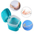Denture Bath Case Cup with Cleaner Brush & Retainer Holder Box, Complete Care for Dentures, Clear Braces, Pink