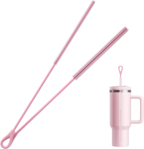 kunqun Silicone Straw Cleaner Brush - 2 Pcs Straw Brush for Water Bottle