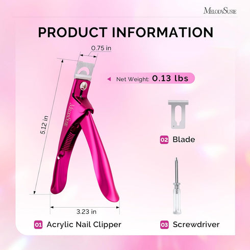 MelodySusie Acrylic Nail Clippers | Professional Nail Clippers for Acrylic Nails, Adjustable Stainless Nail Trimmer,