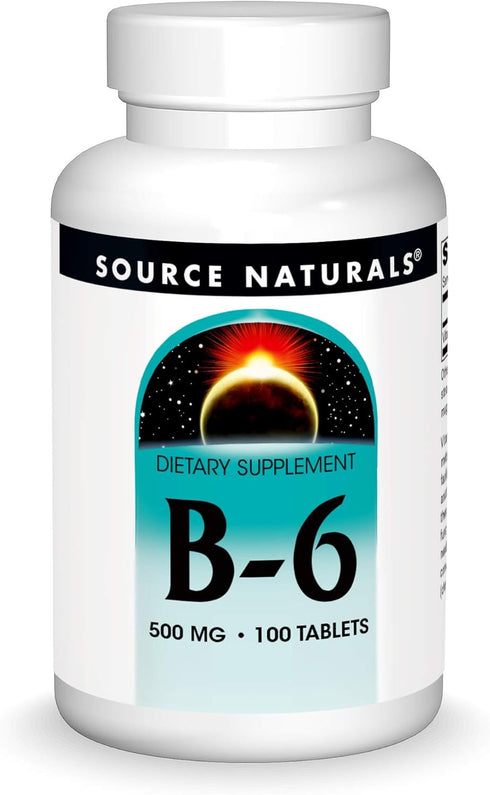 Source Naturals Vitamin B-6, 500 mg, Immune System Support, 100 Tablets