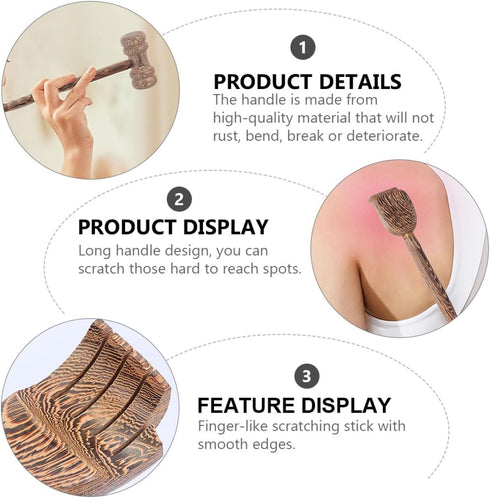 Hammer 4pcs Set, KICHOUSE Wooden Dual-use Massage Stick Double-Head Back Scratcher and Body Muscle Relaxation Massager