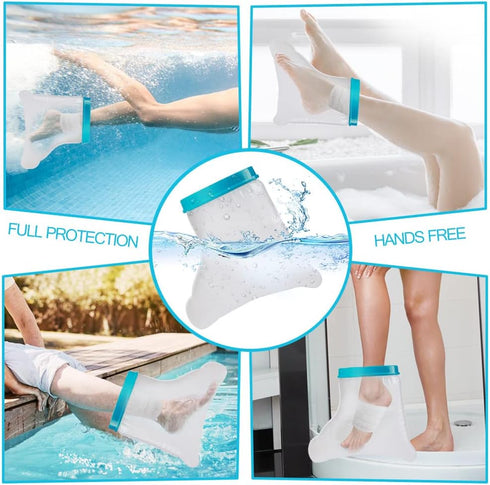 Waterproof Foot Cast Cover for Shower, Adult Reusable Watertight Protector for Foot Surgery, Bandages, Wounds