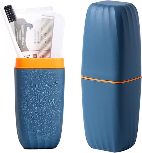Travel Toothbrush Case and Holder, Portable Toothpaste Storage Cup for Camping, School, Business Trip, Bathroom (Dark