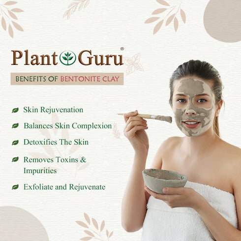 Plant Guru Indian Healing Clay - 1 lb. 100% Natural Calcium Bentonite Clay Powder for Deep Pore Cleansing