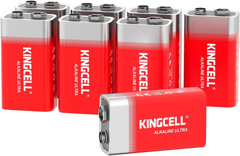 KINGCELL 9V Batteries 8 Pack, Alkaline Hight Performance 9 Volt Battery with 7-Year