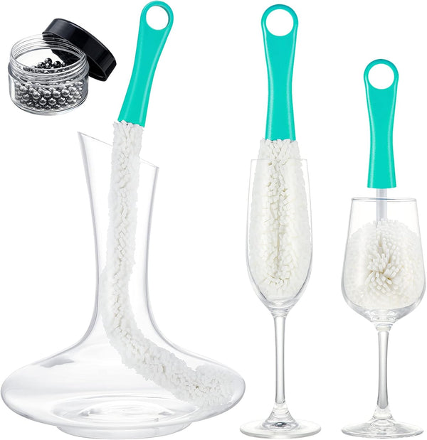 3 Pieces Flexible Wine Cleaning Brush with Stainless Steel Decanter Balls, Multi-Function Household Cleaning Tools