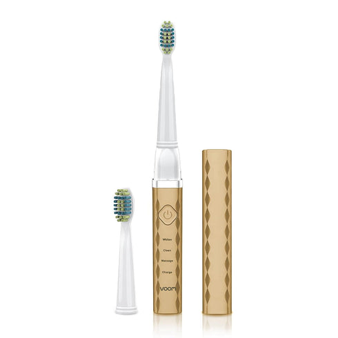 Voom Sonic Pro 3 Rechargeable Electric Toothbrush, Soft Dupont Nylon Bristles, 2-Minute Timer, Gold