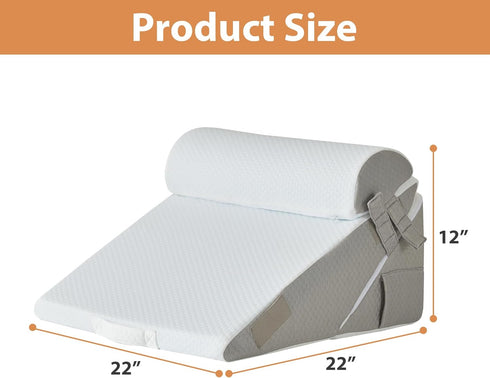 Set 9&12inch BIEEZZK Wedge Pillow for After Surgery, Wedge Pillow for Acid Reflux, Bed Wedge Pillow with Adjustable