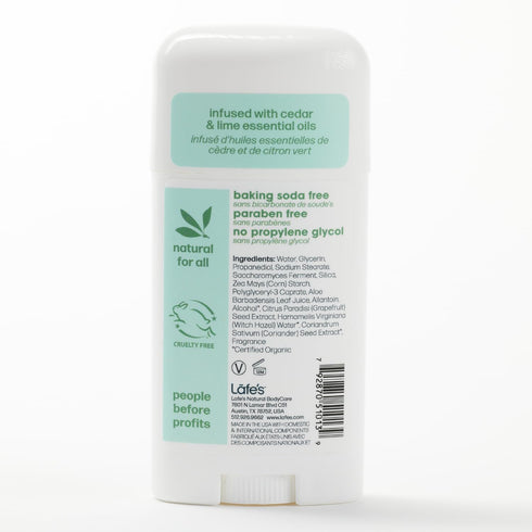 Lafe's Natural Deodorant Stick, 2.25oz Aluminum Free for Women & Men, Cedar & Lime, 3-Pack