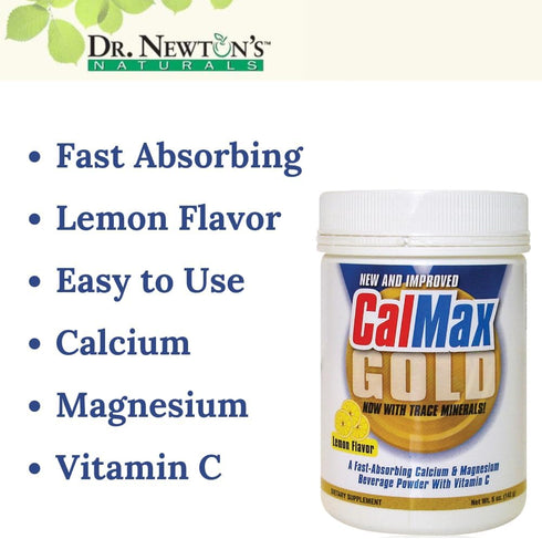 Dr. Newton’s Naturals CalMax Gold Powder Drink Mix - 2:1 Ratio of Calcium & Magnesium with Vitamin C + Essential Trace