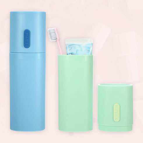 VOCOSTE 2pcs Toothbrush Travel Case, Lightweight PP Holders for Travel Business, Green Blue, 7.68"x2.36"