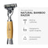Manual Razor, 3 Blade Razor with Natural Bamboo Handle,Unisex Sustainable Razor Diamond Wood Grain Pattern Handle Shaving Razor