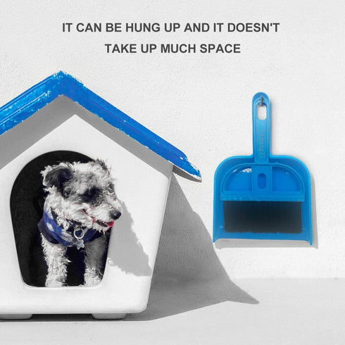 Mini Dustpan and Broom Set (Blue) Portable Plastic Brush for Desk, Home, Kitchen, and Small Animal Cleaning