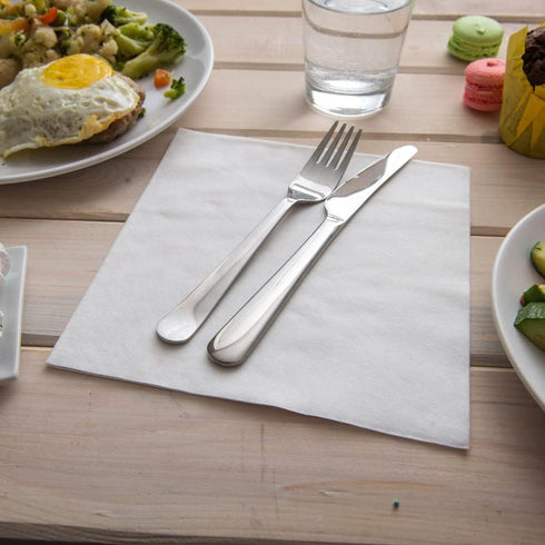 Restaurantware Luxenap 15.8 x 15.8 Inch White Linen-Feel Disposable Napkins, 25 Count - Durable Sustainable Square