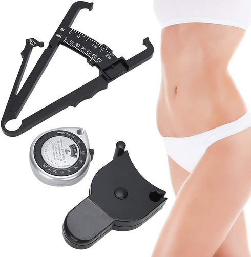 Digital Body Fat Caliper Set with Automatic Retraction, Measures Chest, Waist, Leg Circumference, High Temperature