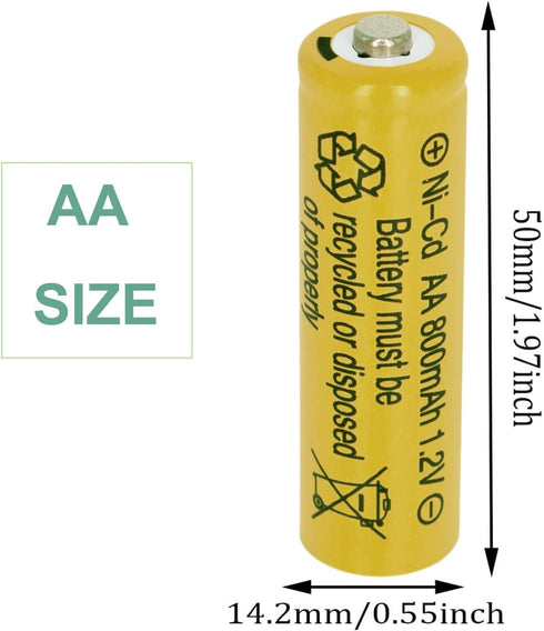 12 Packs 1.2V 800mAh NI-CD AA Rechargeable Batteries for Garden Landscaping Solar Lights, Security Lights