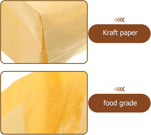 Packaging 100pcs GLEAVI Kraft Paper Bread Bags with Window, Oil-proof Toast Bags Large Yellow Baking Pastry Storage