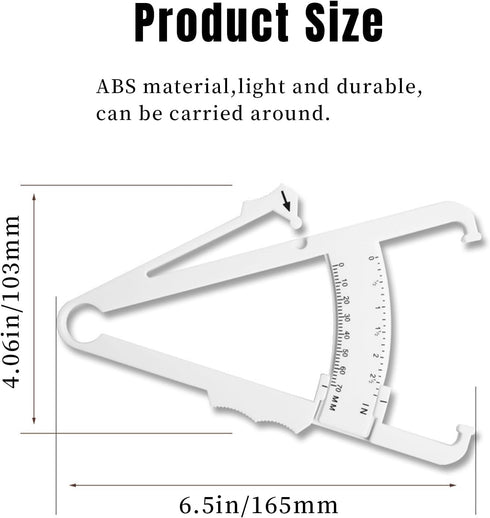 Body Fat Caliper with Measure Chart for Accurately Measuring Body Fat (White)
