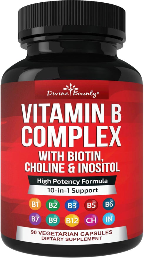 Divine Bounty Super B Complex Vitamins - All B Vitamins Including B12, Support Healthy Energy Metabolism