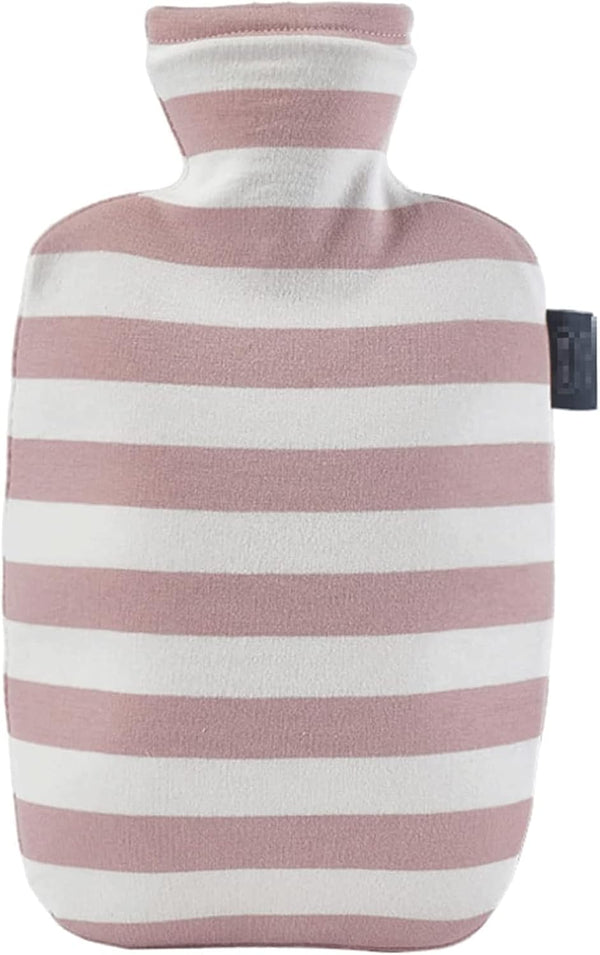 TIANYIA Reusable Classic Stripe Hot Water Bottle, Large Hot Water Bag with Soft