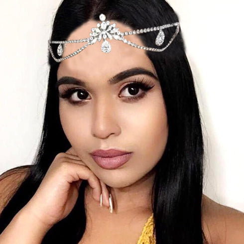 NAISKA Gold Head Chain Boho Layered Turquoise Headpiece Tassel Hair Jewelry Festival Prom Party for Women and Girls