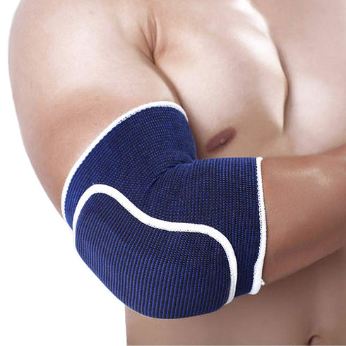 Workouty 1 Pair Compression Elbow Pads - Arm Brace Support Fitness Protector for Volleyball Basketball (Blue)