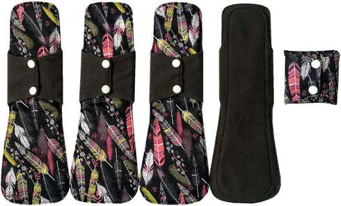 MUMBABY 5pcs 30.5cm / 12inch (Fit) Heavy Flow Charcoal Bamboo Mama Cloth/ Menstrual