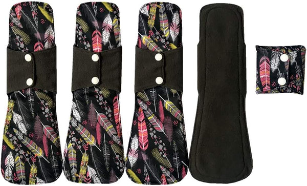 MUMBABY 5pcs 30.5cm / 12inch (Fit) Heavy Flow Charcoal Bamboo Mama Cloth/ Menstrual