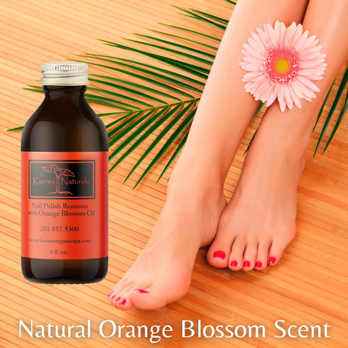Karma Organic Nail Polish Remover with Soybean Oil and Orange Blossom Oil, Non Toxic, Vegan, 4 fl. Oz