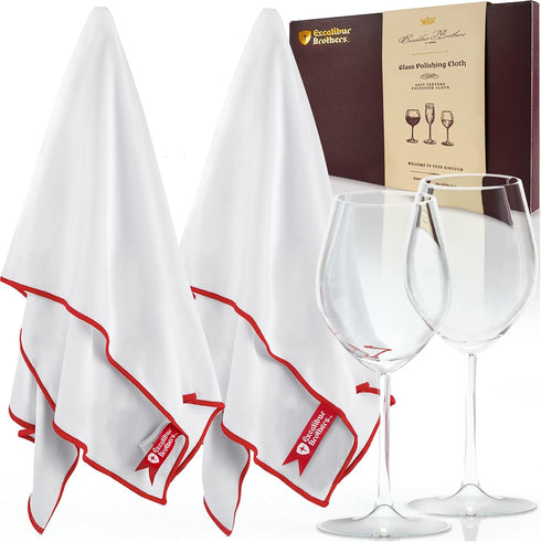 Premium Glass Polishing Cloth 23.5" x 20" (2 Pack) - Streak and Lint Free Large Polishing Cloth for Glassware, Best