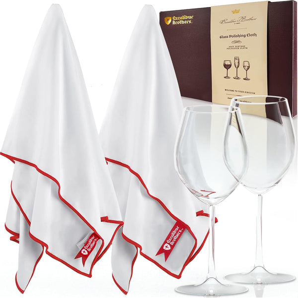 Premium Glass Polishing Cloth 23.5" x 20" (2 Pack) - Streak and Lint Free Large Polishing Cloth for Glassware, Best