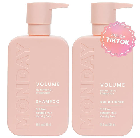 MONDAY HAIRCARE Volume Shampoo + Conditioner Set, 12oz Each for Thin, Fine, Oily Hair