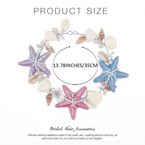 Unicra Seashell Bride Wedding Hair Vine - Starfish Bridal Headband, Pearl Beach Accessories for Women and Girls