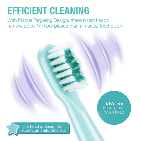 Vekkia Dragon Lord Electric Toothbrush Replacement Heads, 4 Pack, 7X More Plaque Removal, Blue