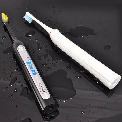 Pyle Wave Rechargeable Electric Toothbrush - 3 Brush Modes, UV Light, 2 min Timer, 2 Oral Brush Heads, Charging Dock