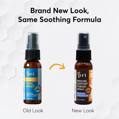 P.R.I Propolis Throat Spray, 1oz with Manuka Honey, Sore Throat & Immune Support, Fresh Peppermint Taste