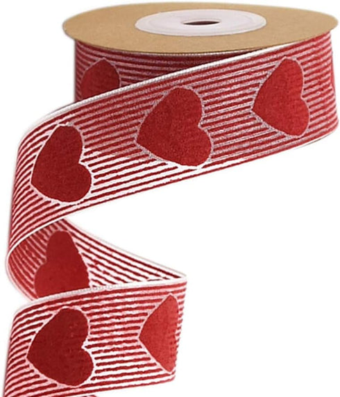 2 Rolls of 5M Valentine's Day Ribbons, Printed Heart Grosgrain Ribbon for Wedding Wrapping and DIY Supplies