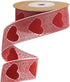 2 Rolls of 5M Valentine's Day Ribbons, Printed Heart Grosgrain Ribbon for Wedding Wrapping and DIY Supplies