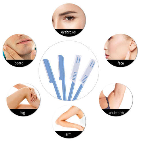 Women's Facial Razor Eyebrow Shaver, Brow Shaper Trimmer Dermaplaner Tool with Cover, Blue