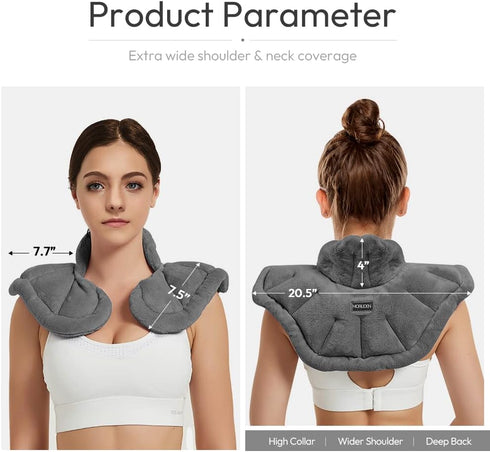Microwavable Heated Neck Wrap Warmer and Shoulder Weighted Heating Pad for Hot and Cold Compress