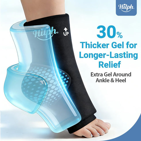 Pack Hilph Ankle Heel Ice Wrap for Plantar Fasciitis with Massage Ball, FSA Eligible Thickened Gel Cold Therapy Sleeve