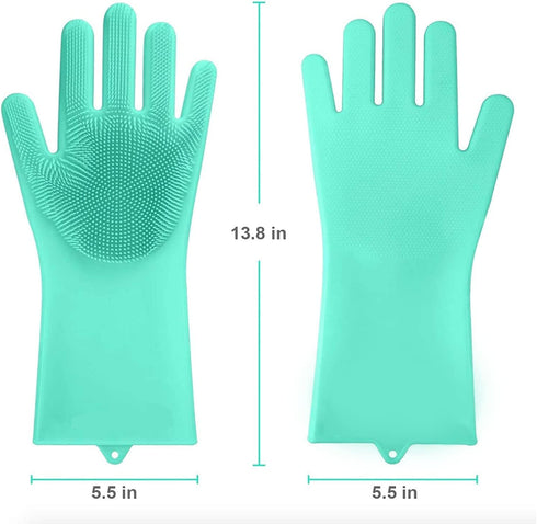 Louis Donn Reusable Silicone Dishwashing Glove, Heat Resistant Kitchen Glove, Silicone Massaging Dishwashing Gloves