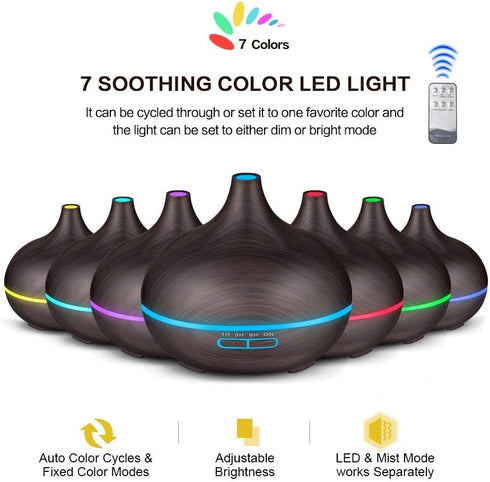 JoySusie 550ml 7 Diffusers for Essential Oils Large Room, Essential Oil Diffusers with Remote Control, Ultrasonic Oil
