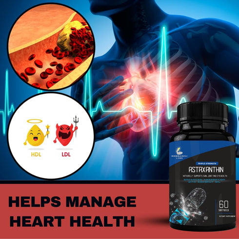 Research Labs Triple Strength Natural Astaxanthin 12mg Softgels with Organic Coconut Oil for Enhanced Absorption