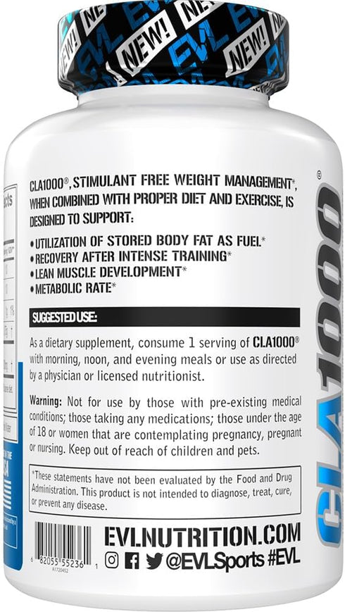 Conjugated Linoleic Acid CLA Pills, 1000mg Diet Pills for Weight Loss, 180 Count