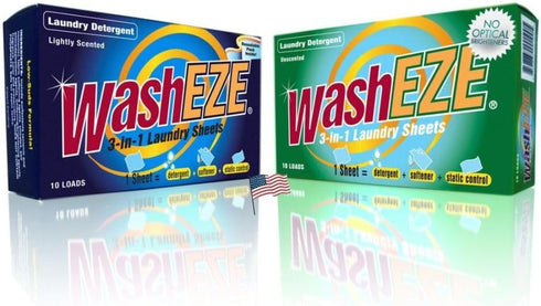 WashEZE (10 Ct) All in One Laundry Sheets Scented - Detergent-Fabric Softener-Stain Fighter