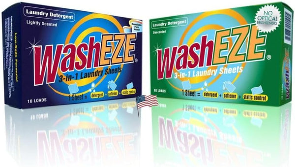 WashEZE (10 Ct) All in One Laundry Sheets Scented - Detergent-Fabric Softener-Stain Fighter