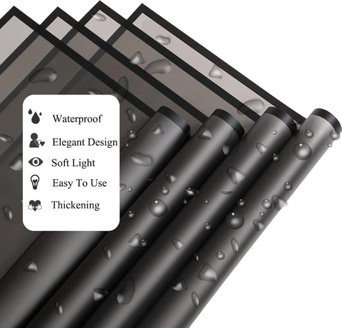 Gloreyan 20 Sheets Black Flower Wrapping Paper | Waterproof Floral Gift Box Packaging Material for DIY Crafts