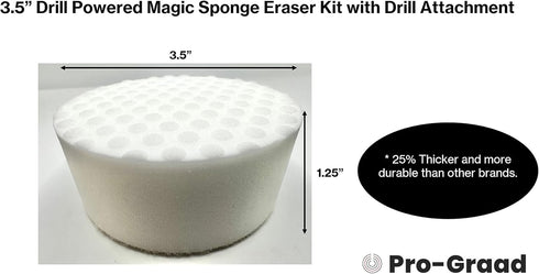 3.5” Drill Powered Magic Sponge Eraser Kit, 6 Pieces with Drill Attachment, Ultra Durable Cleaning Pads for Various