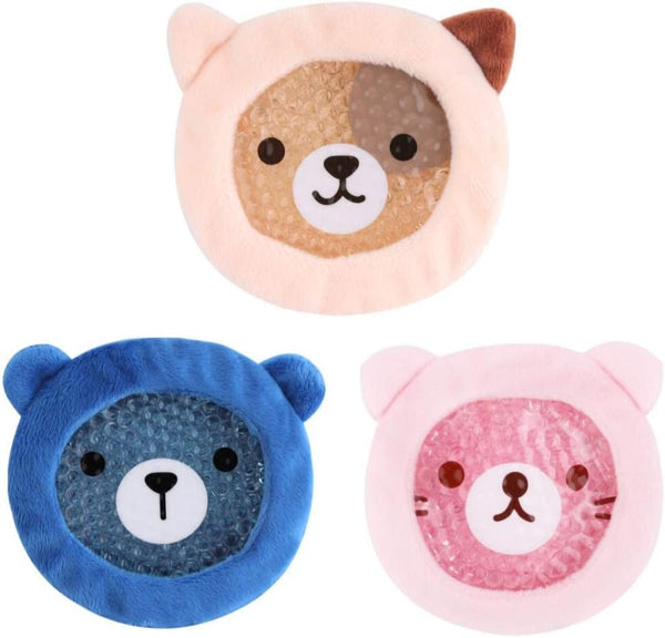 FOMI Premium Kids Hot Cold Ice Packs – 3 Pack, Soft Colorful Sleeves, Fun Animal Designed Gel Bead Wrap for Pain Relief